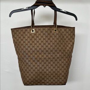 Gucci Tan and Brown Monogram Tote
